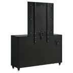Home & Sleep Outlet - Ravenne 8-drawer Velvet Upholstered LED Dresser and Mirror Black