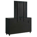 Ravenne 8-drawer Velvet Upholstered LED Dresser and Mirror Black