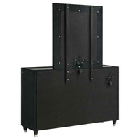 Ravenne 8-drawer Velvet Upholstered LED Dresser and Mirror Black