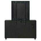 Home & Sleep Outlet - Ravenne 8-drawer Velvet Upholstered LED Dresser and Mirror Black