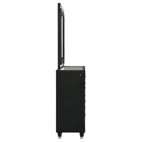 Ravenne 8-drawer Velvet Upholstered LED Dresser and Mirror Black