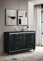 Home & Sleep Outlet - Ravenne 8-drawer Velvet Upholstered LED Dresser Cabinet Black