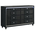 Home & Sleep Outlet - Ravenne 8-drawer Velvet Upholstered LED Dresser Cabinet Black