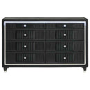 Ravenne 8-drawer Velvet Upholstered LED Dresser Cabinet Black