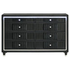 Home & Sleep Outlet - Ravenne 8-drawer Velvet Upholstered LED Dresser Cabinet Black