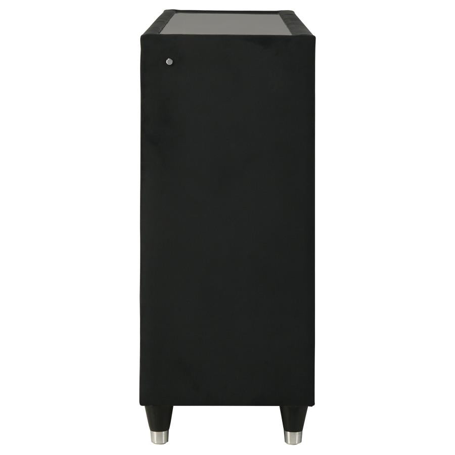 Home & Sleep Outlet - Ravenne 8-drawer Velvet Upholstered LED Dresser Cabinet Black