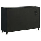 Home & Sleep Outlet - Ravenne 8-drawer Velvet Upholstered LED Dresser Cabinet Black