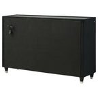 Home & Sleep Outlet - Ravenne 8-drawer Velvet Upholstered LED Dresser Cabinet Black
