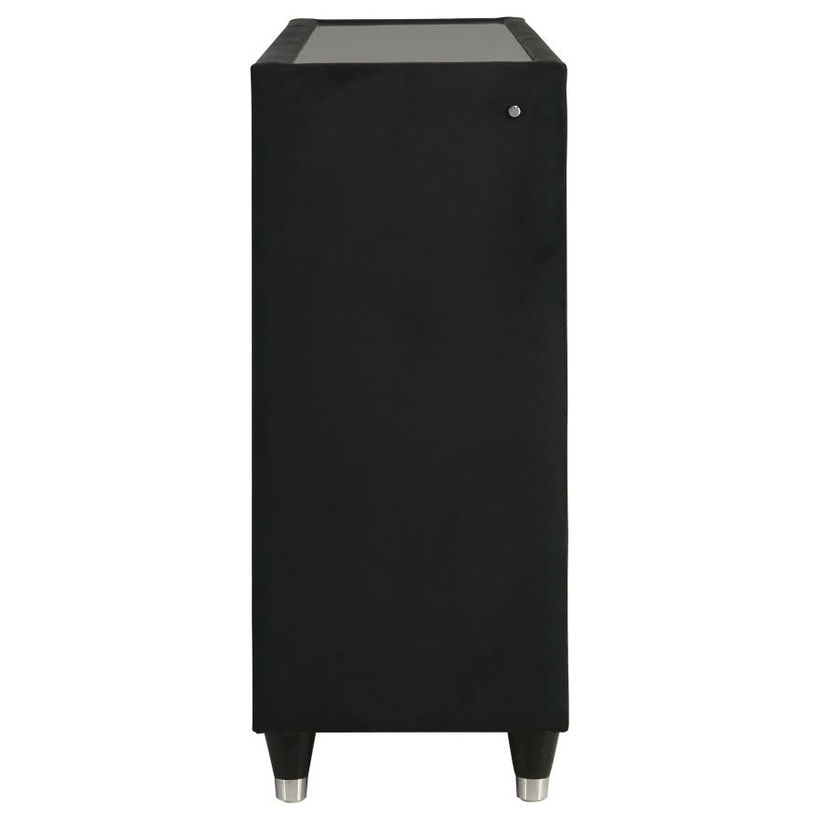 Home & Sleep Outlet - Ravenne 8-drawer Velvet Upholstered LED Dresser Cabinet Black