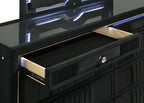Home & Sleep Outlet - Ravenne 8-drawer Velvet Upholstered LED Dresser Cabinet Black