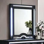 Home & Sleep Outlet - Ravenne Velvet Upholstered LED Dresser Mirror Black
