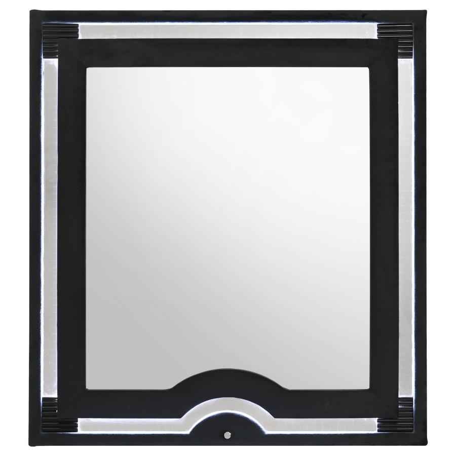 Ravenne Velvet Upholstered LED Dresser Mirror Black