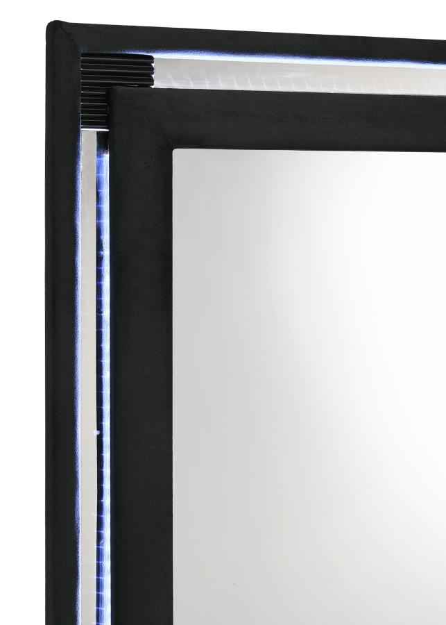 Ravenne Velvet Upholstered LED Dresser Mirror Black