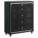 Ravenne 5-drawer Velvet Upholstered LED Chest of Drawers Black