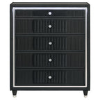Home & Sleep Outlet - Ravenne 5-drawer Velvet Upholstered LED Chest of Drawers Black