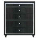 Ravenne 5-drawer Velvet Upholstered LED Chest of Drawers Black