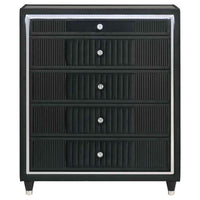Ravenne 5-drawer Velvet Upholstered LED Chest of Drawers Black