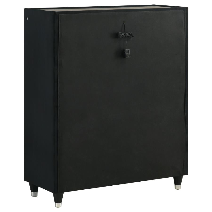 Home & Sleep Outlet - Ravenne 5-drawer Velvet Upholstered LED Chest of Drawers Black