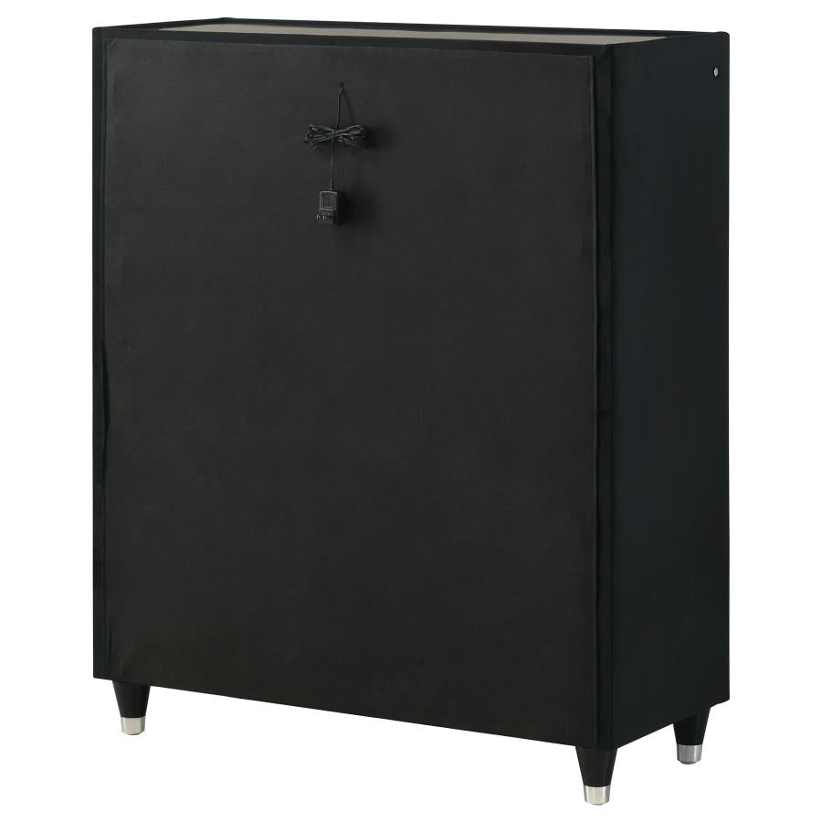 Home & Sleep Outlet - Ravenne 5-drawer Velvet Upholstered LED Chest of Drawers Black