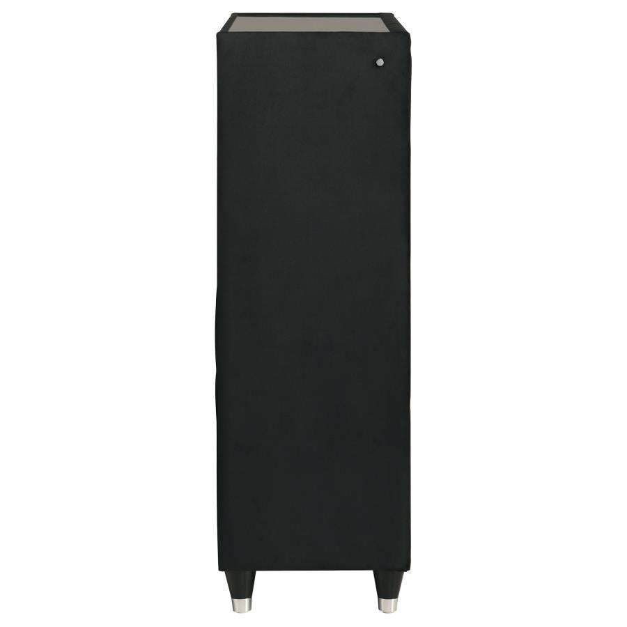 Home & Sleep Outlet - Ravenne 5-drawer Velvet Upholstered LED Chest of Drawers Black