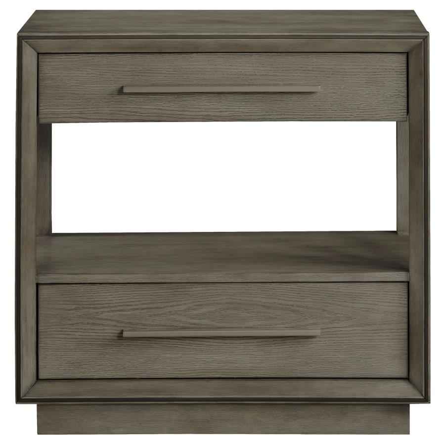 Durango 2-drawer Nightstand Bedside Table Taupe Oak