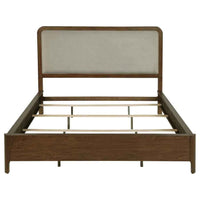 Maderia 57-inch Upholstered California King Panel Bed Walnut