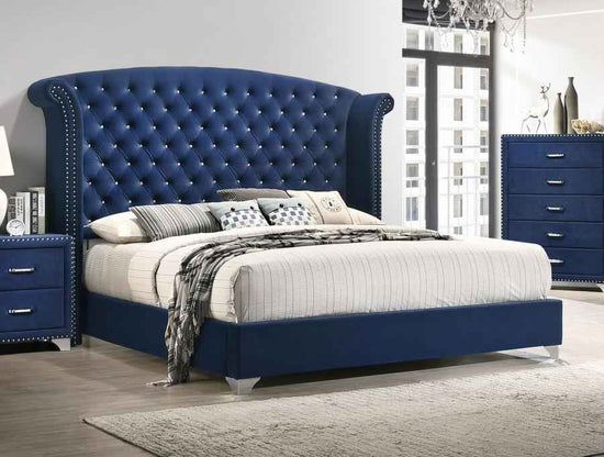 Melody Upholstered California King Wingback Bed Pacific Blue