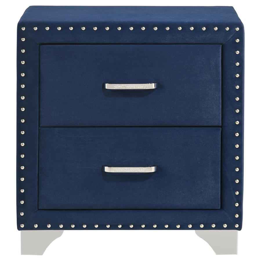 Melody Upholstered 2-drawer Nightstand Pacific Blue