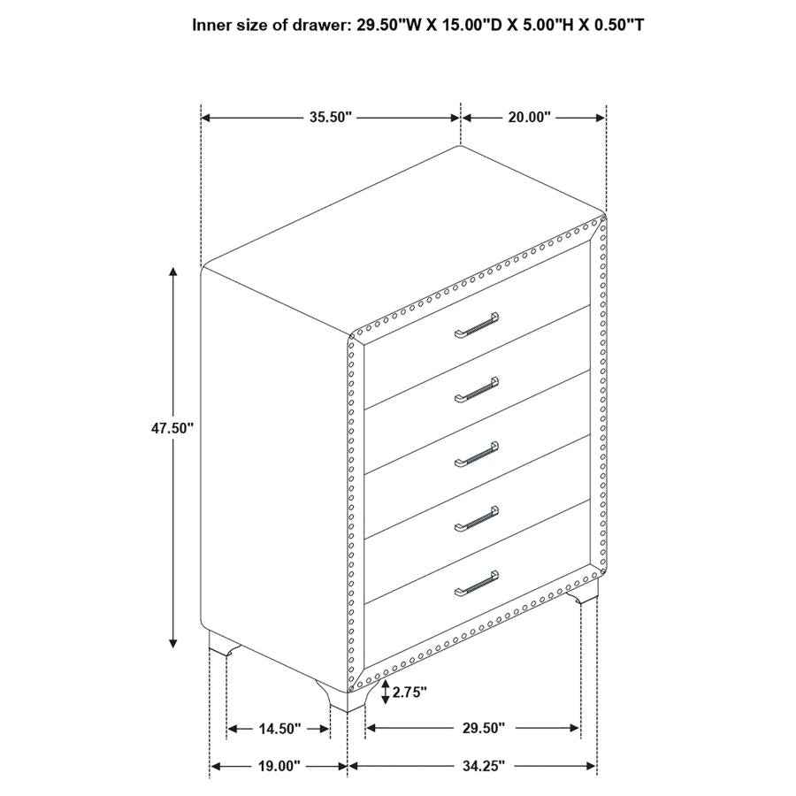 Melody 5-drawer Bedroom Chest Pacific Blue