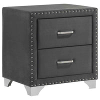 Melody Upholstered 2-drawer Nightstand Grey