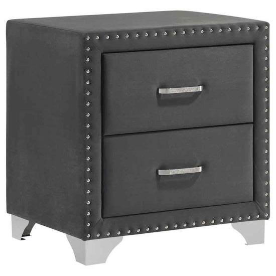 Melody Upholstered 2-drawer Nightstand Grey