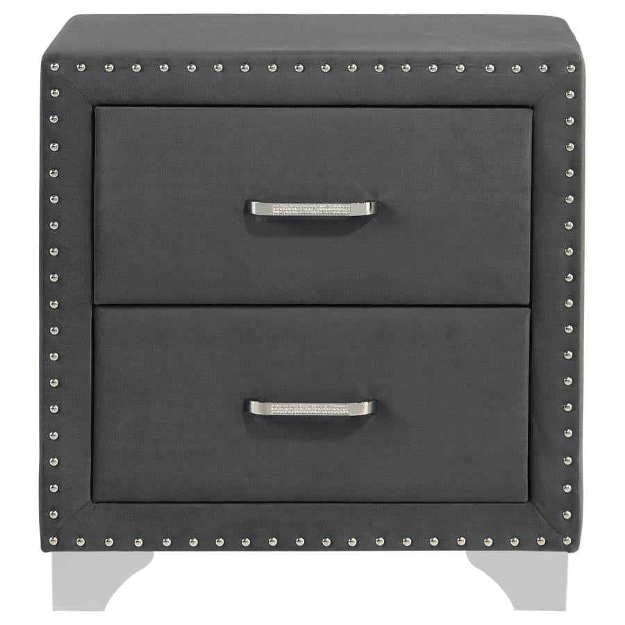 Melody Upholstered 2-drawer Nightstand Grey