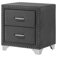 Melody Upholstered 2-drawer Nightstand Grey