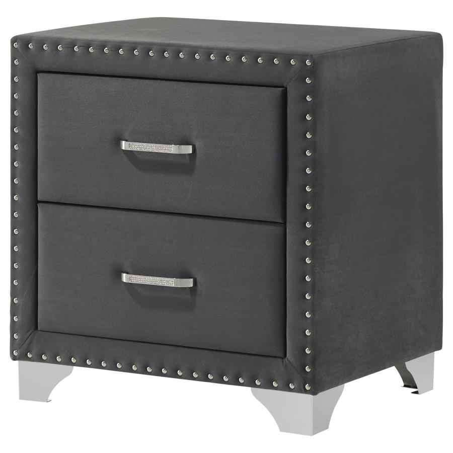 Melody Upholstered 2-drawer Nightstand Grey