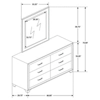 Melody 6-drawer Upholstered Dresser with Mirror Grey