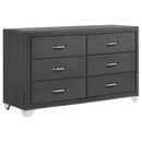 Melody 6-drawer Upholstered Dresser Grey