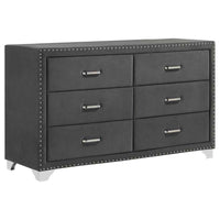 Melody 6-drawer Upholstered Dresser Grey