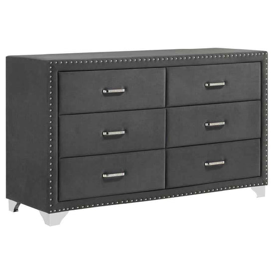 Melody 6-drawer Upholstered Dresser Grey