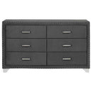 Melody 6-drawer Upholstered Dresser Grey