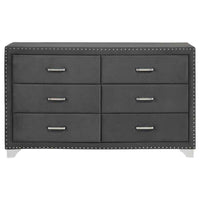 Melody 6-drawer Upholstered Dresser Grey
