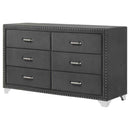 Melody 6-drawer Upholstered Dresser Grey