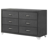 Melody 6-drawer Upholstered Dresser Grey