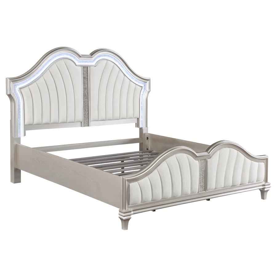 Evangeline Wood California King LED Panel Bed Silver Oak - Home & Sleep Outlet