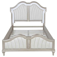 Evangeline Wood Queen LED Panel Bed Silver Oak - Home & Sleep Outlet