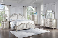 Evangeline Wood Queen LED Panel Bed Silver Oak - Home & Sleep Outlet