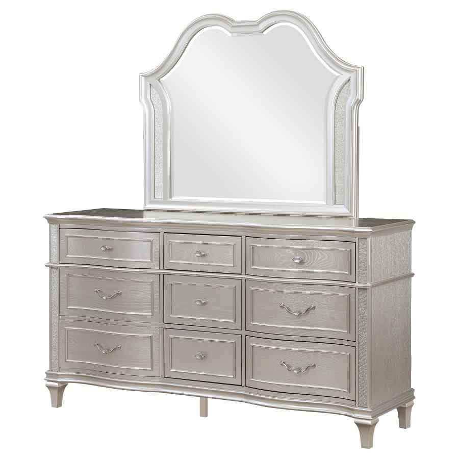 Evangeline 9-drawer Dresser with Mirror Silver Oak - Home & Sleep Outlet