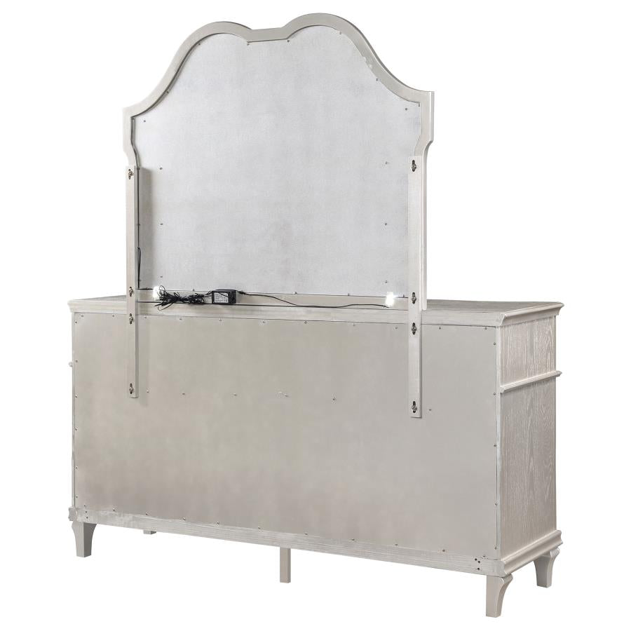 Evangeline 9-drawer Dresser with Mirror Silver Oak - Home & Sleep Outlet