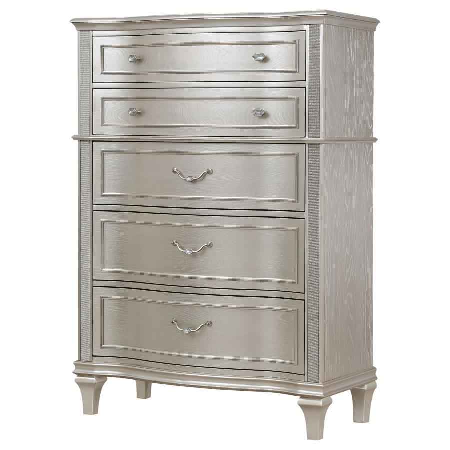 Evangeline 6-drawer Bedroom Chest Silver Oak - Home & Sleep Outlet