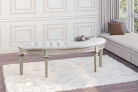 Evangeline Curved Fabric Upholstered Bench Silver Oak - Home & Sleep Outlet