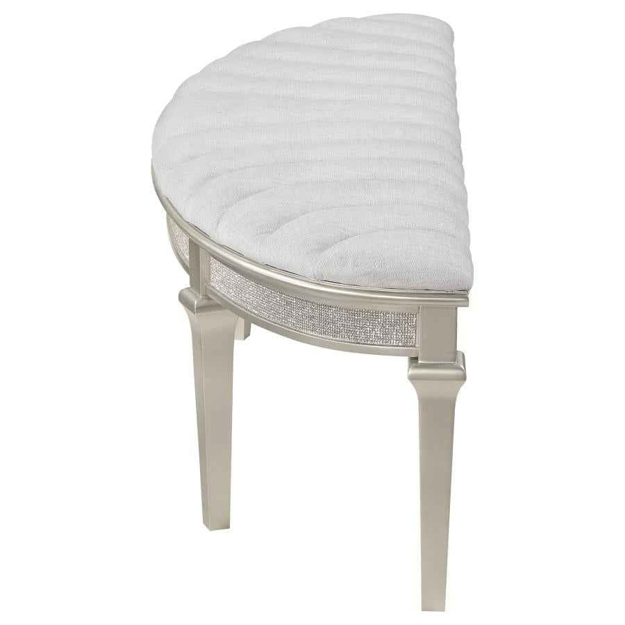 Evangeline Curved Fabric Upholstered Bench Silver Oak - Home & Sleep Outlet